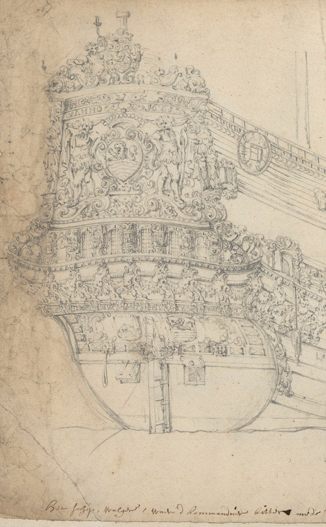 Detail of The stern of the 'Walcheren' by Willem van de Velde the Elder