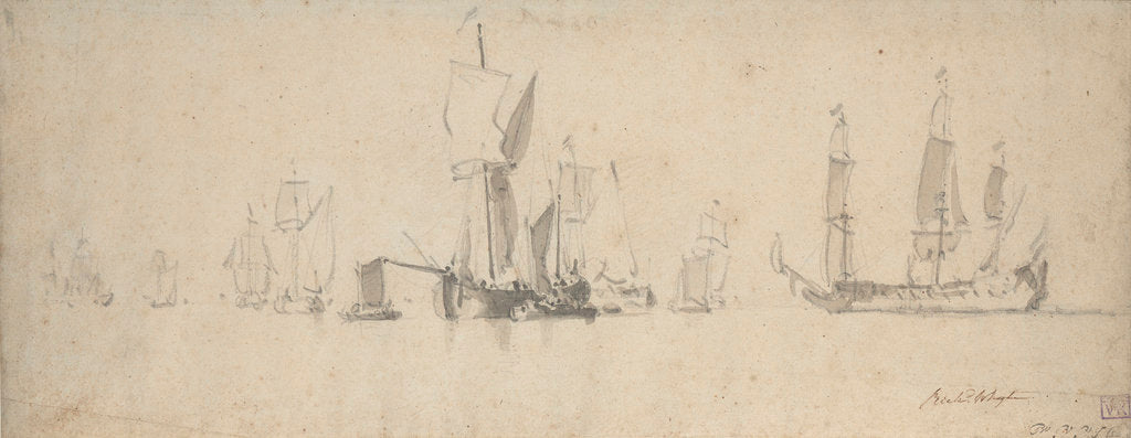 Detail of A smak and a Dutch ship in light airs by Willem Van de Velde the Younger