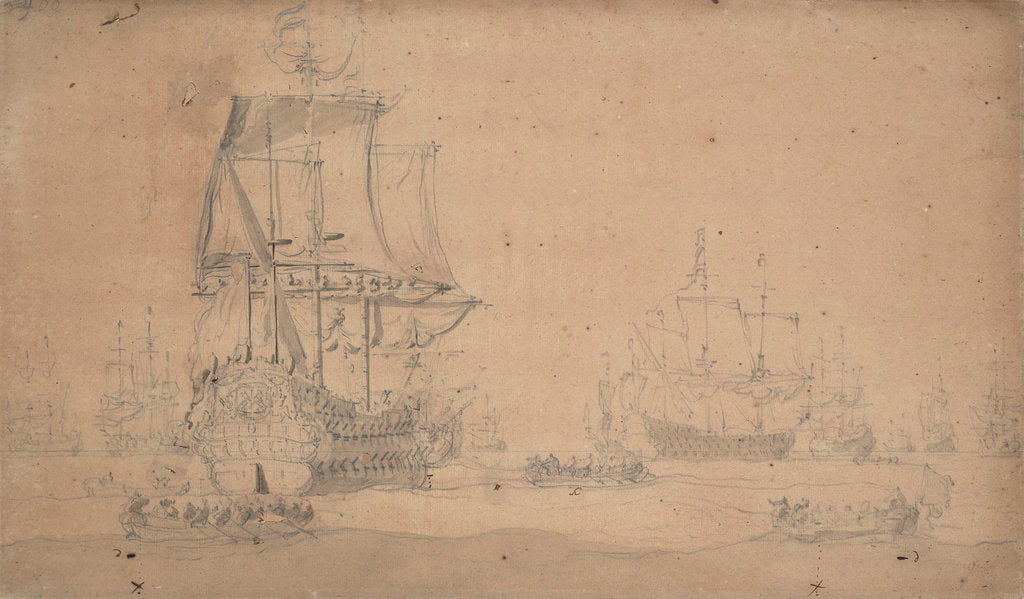 Detail of The 'Gelderland' and other ships by Willem van de Velde the Elder
