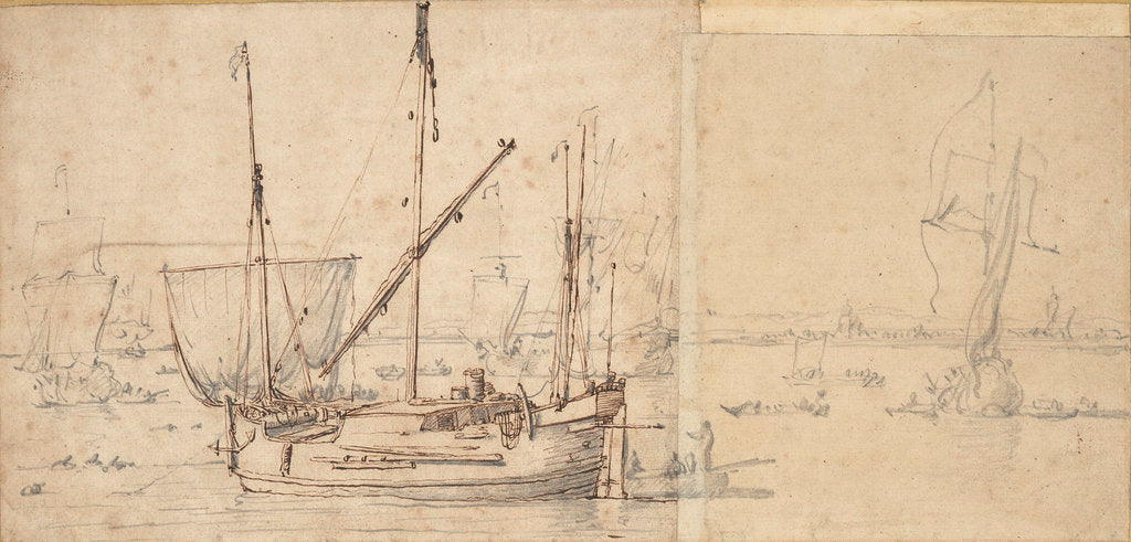 Detail of A hooker lying at a buoy by Willem van de Velde the Elder