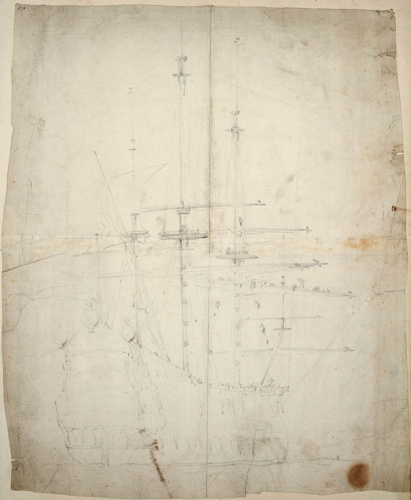 Detail of An English three-decker at anchor by Willem van de Velde the Elder