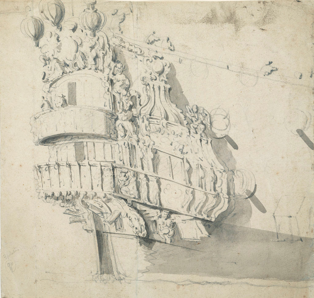 Detail of The stern of the 'Hampton Court' by Willem van de Velde the Elder