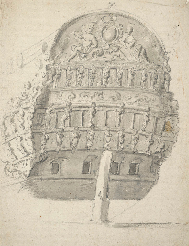 Detail of Stern of an English first or second rate by Willem van de Velde the Elder