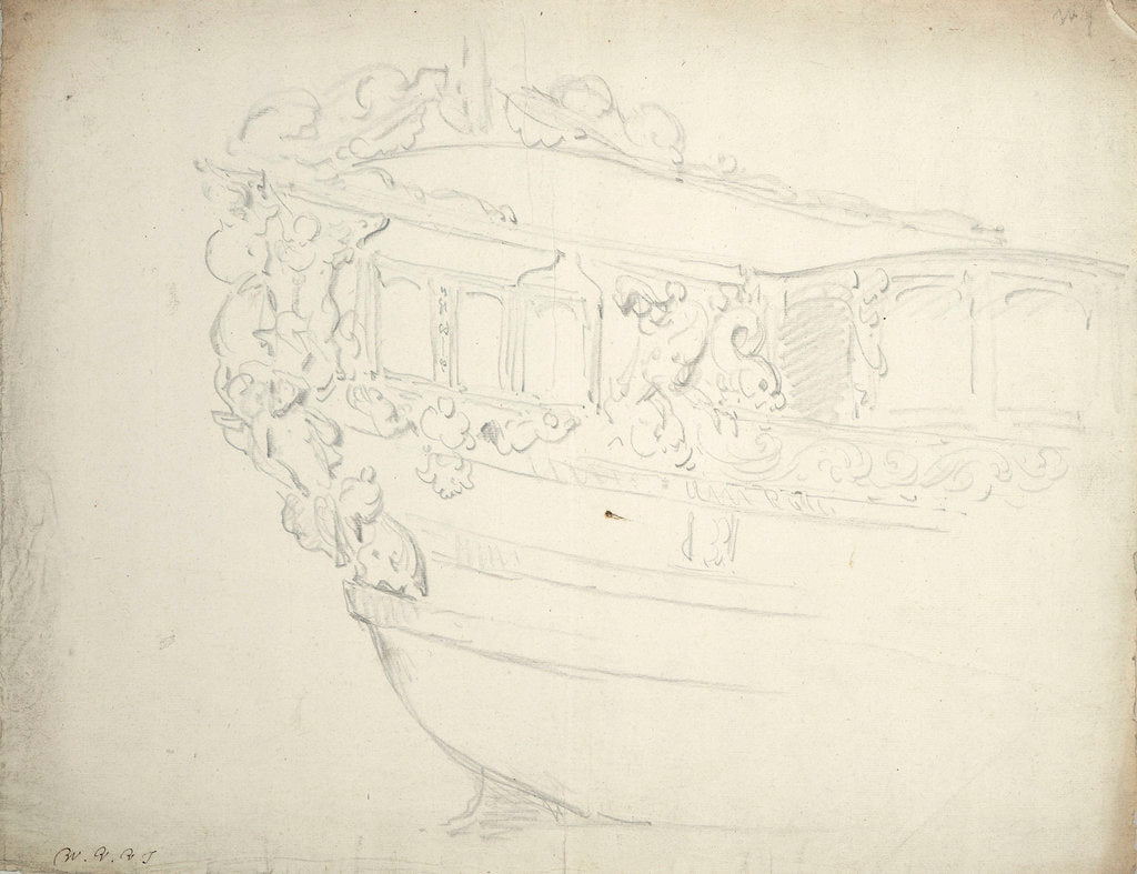 Detail of The stern of a states yacht by Willem Van de Velde the Younger