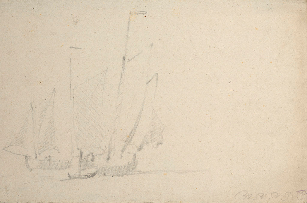 Detail of Two pinks under sail by Willem Van de Velde the Younger