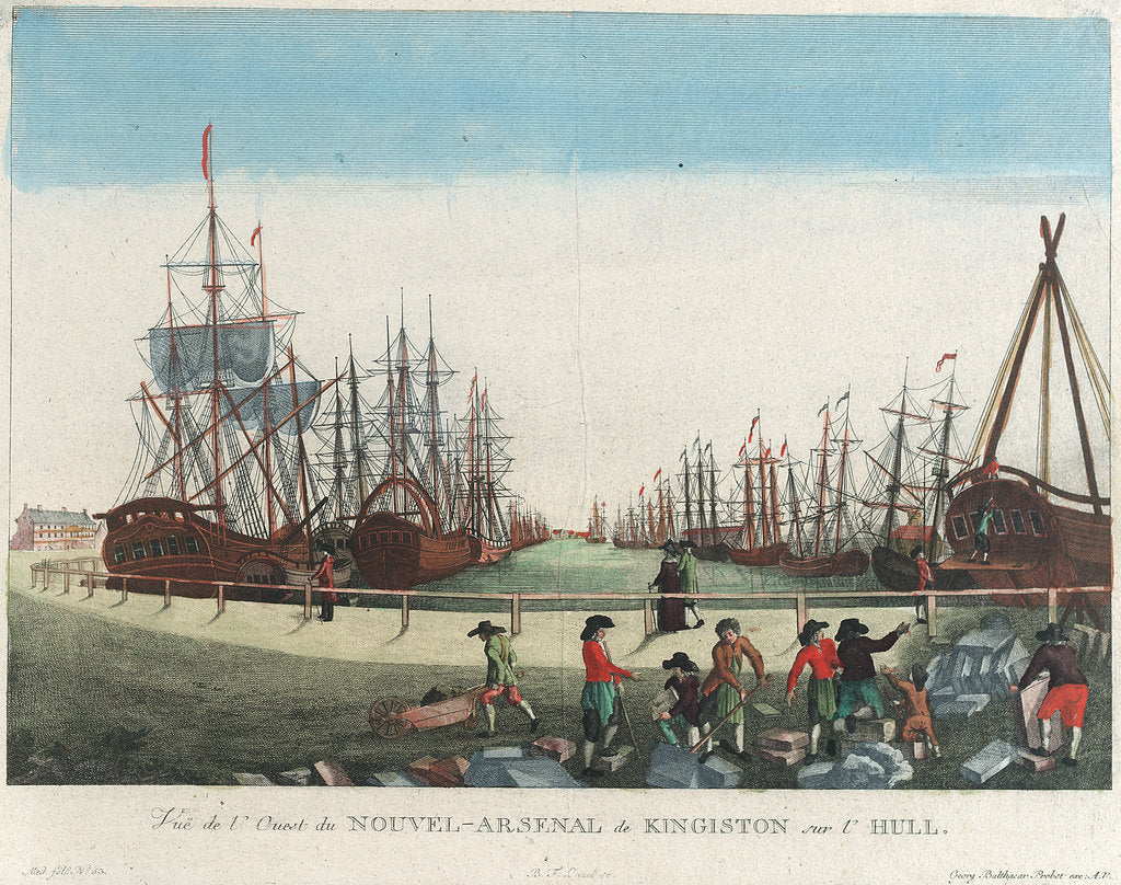Detail of View of the dockyard in Kingston upon Hull by Balth Frederic Leizel