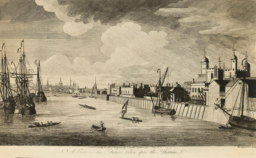 Detail of A view of the Tower taken upon the Thames by John Boydell
