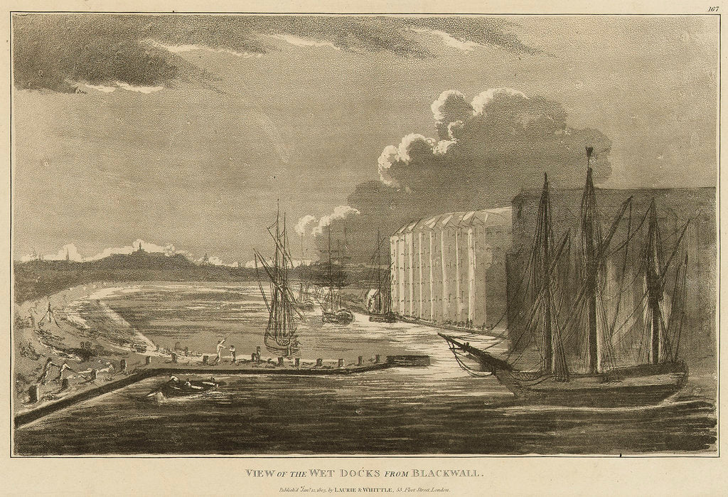 Detail of View of the wet docks from Blackwall by Robert Laurie & James Whittle