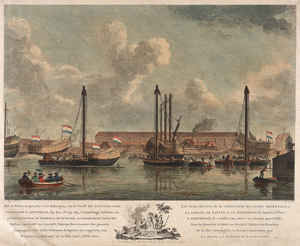 Detail of The East Indiamen 'Sirene', 'Batave' and 'Doggersbank' by J. Andriesson