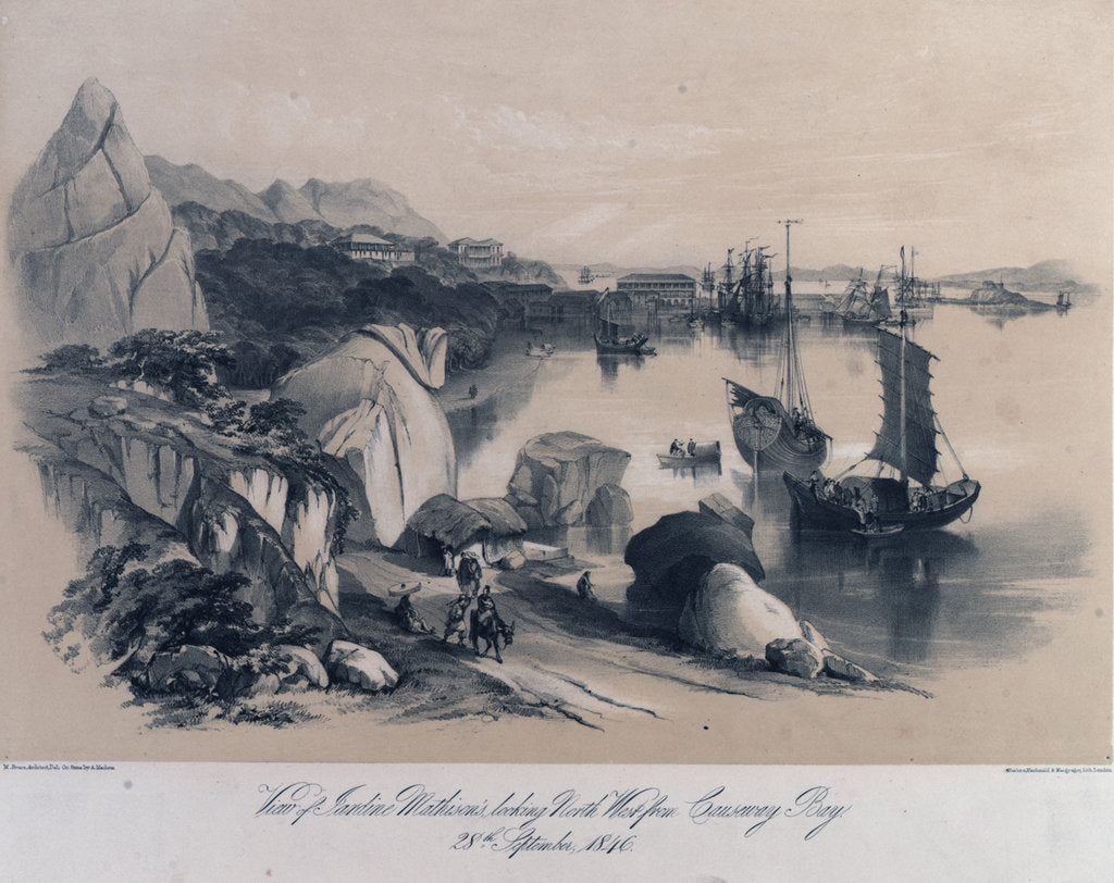 Detail of View of Jardine Mathison's (Hong Kong) looking north west from Causeway Bay, 28 September 1846 by M. Bruce