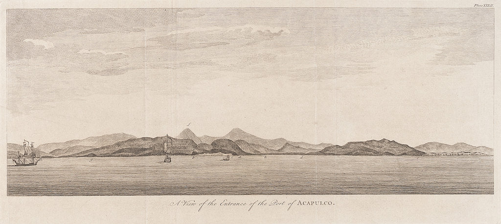 Detail of A view of the entrance of the port of Acapulco by unknown