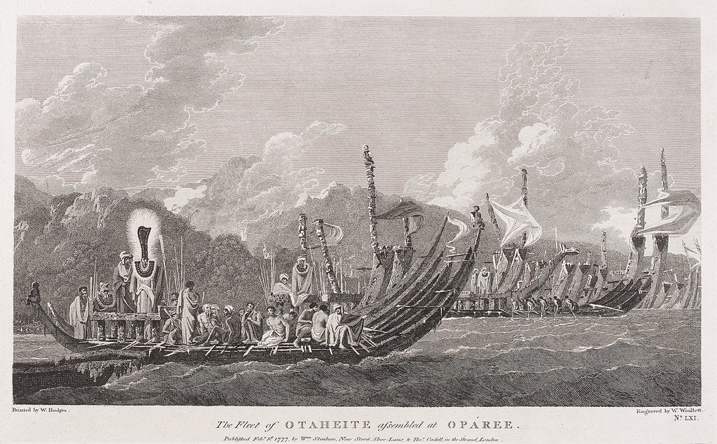 Detail of The fleet of Otaheite assembled at Oparee by William Hodges