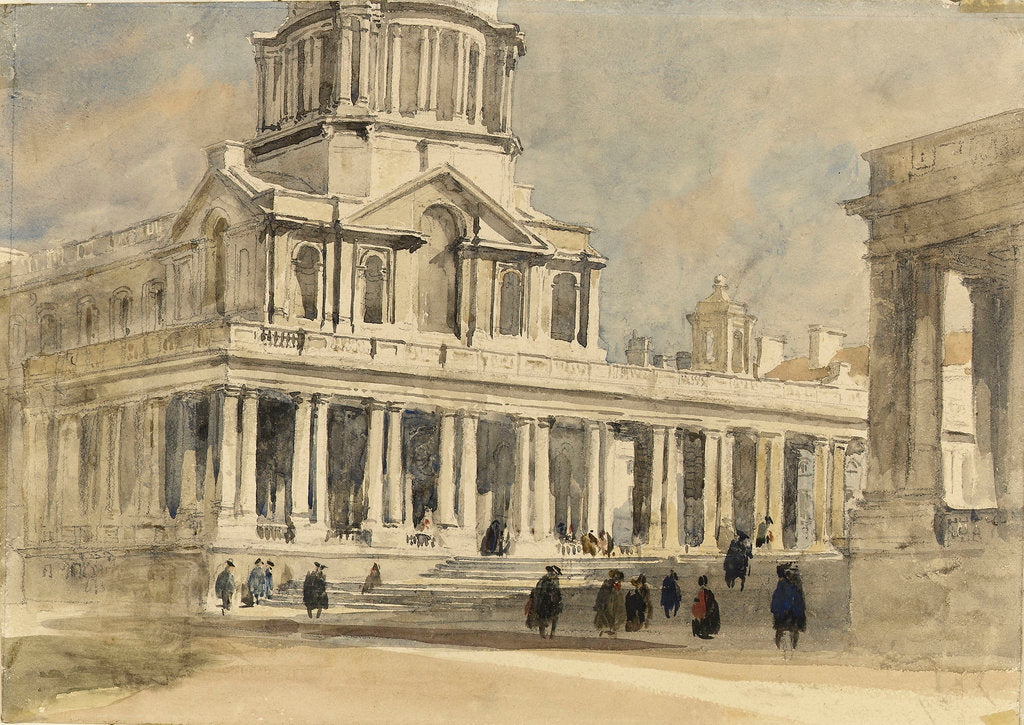 Detail of Greenwich Hospital. Exterior view of the chapel colonnade by David Cox