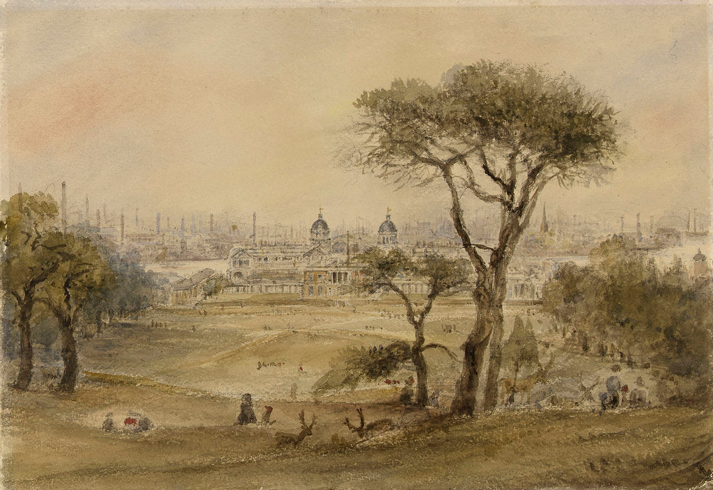 Detail of View across the park from the south showing Greenwich by British School