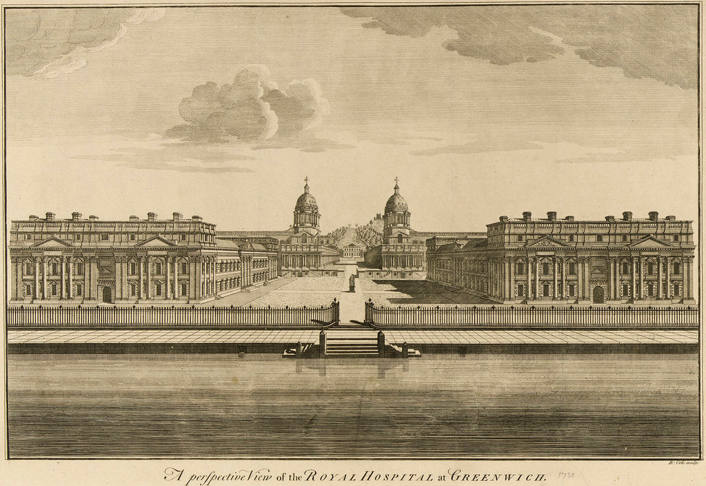 Detail of A perspective view of the Royal Hospital at Greenwich by Benjamin Cole