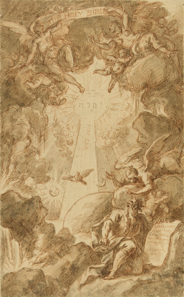 Detail of Drawing for the engraving by C. du Bosc in the bible of the Royal Naval College Chapel by James Thornhill