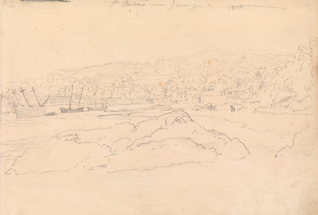Detail of View of St. Aubin - Jersey, 1808 by John Christian Schetky