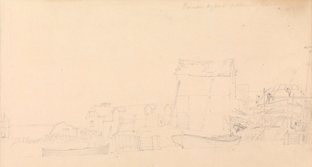 Detail of Drawing of Parmiters? Dry dock Portsmouth harbour ,1813 by John Christian Schetky
