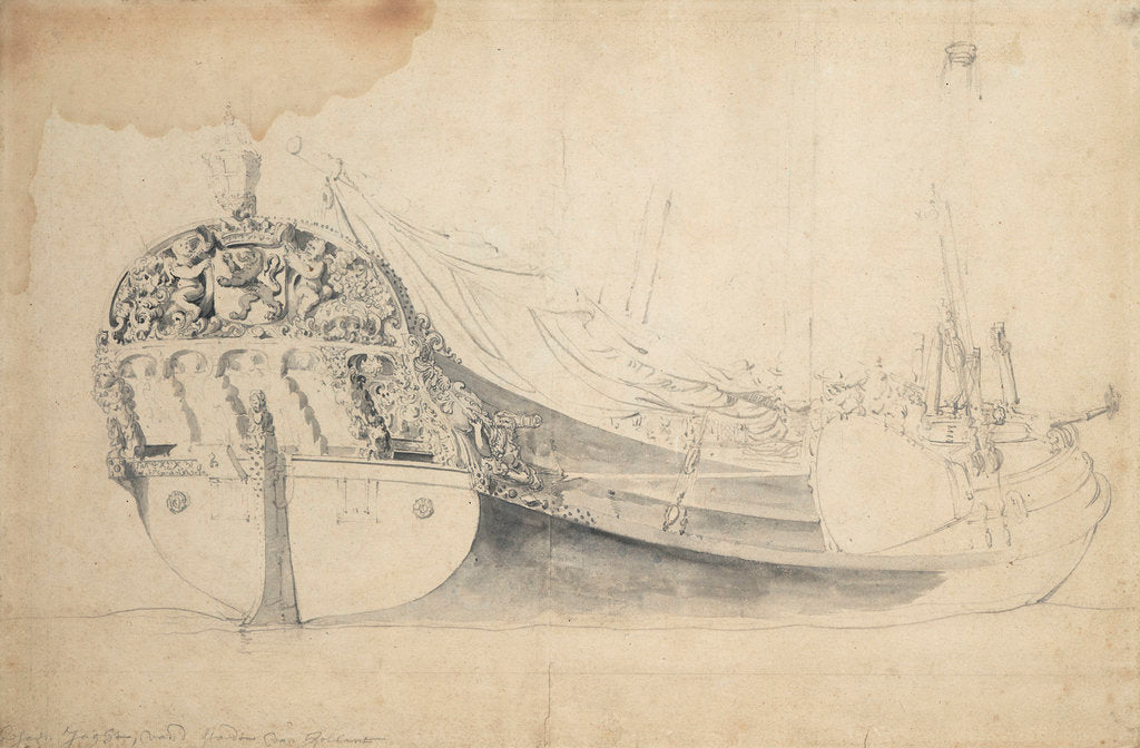 Detail of Portrait of a Dutch bezan yacht by Willem Van de Velde the Younger