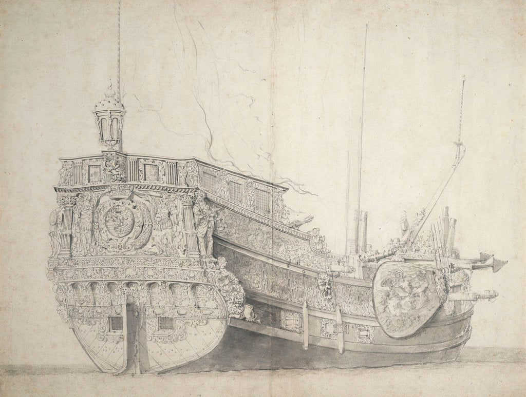 Detail of Portrait of a Dutch Prince's yacht by Willem van de Velde the Elder