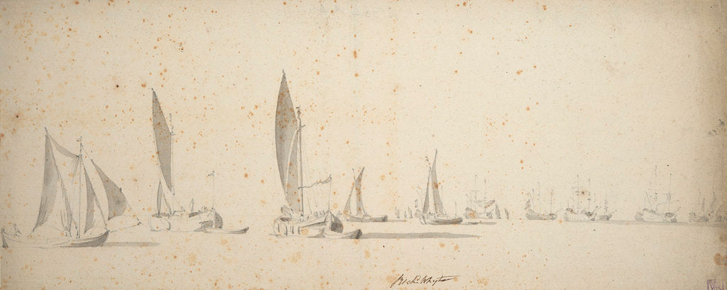 Detail of A tochtschuit, wijdschips and waterschips in a light breeze by Willem van de Velde the Elder