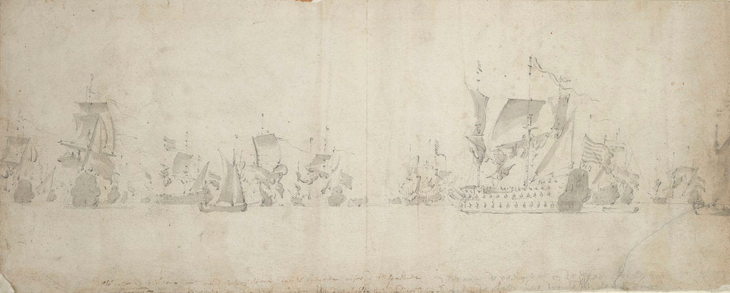 Detail of Dutch fleet after the council-of-war, 8-18 August 1665 by Willem van de Velde the Elder