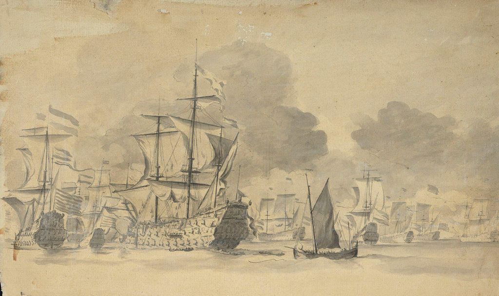 Detail of Dutch fleet at sea by Willem van de Velde the Elder