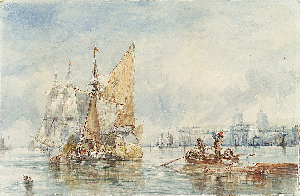 Detail of A hay barge off Greenwich by George Chambers Sr