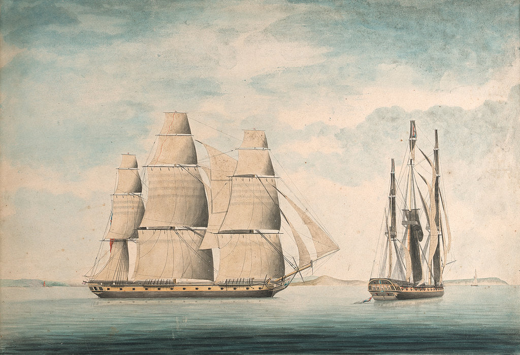 Detail of Commencement of the action between the 'Crescent' and 'La Reunion' off Cape Barfleur 20 October 1793 by William Nepecker Juste