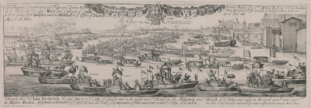Detail of Queen Catherine's procession up up the Thames, August 23 1662 by Dirck Stoop