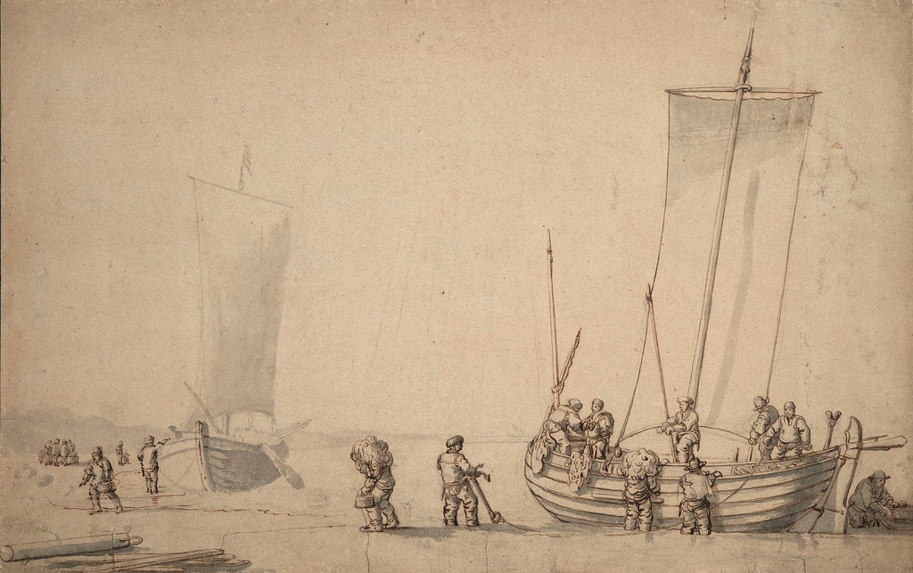 Detail of Pinks on the shore by Willem van de Velde the Elder