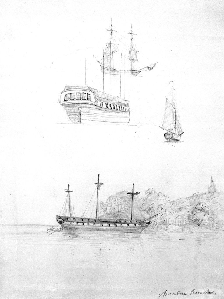 Detail of Sketches of HMS 'St Joseph' at anchor and HMS 'Lavinia Hamoaze' by John Tom