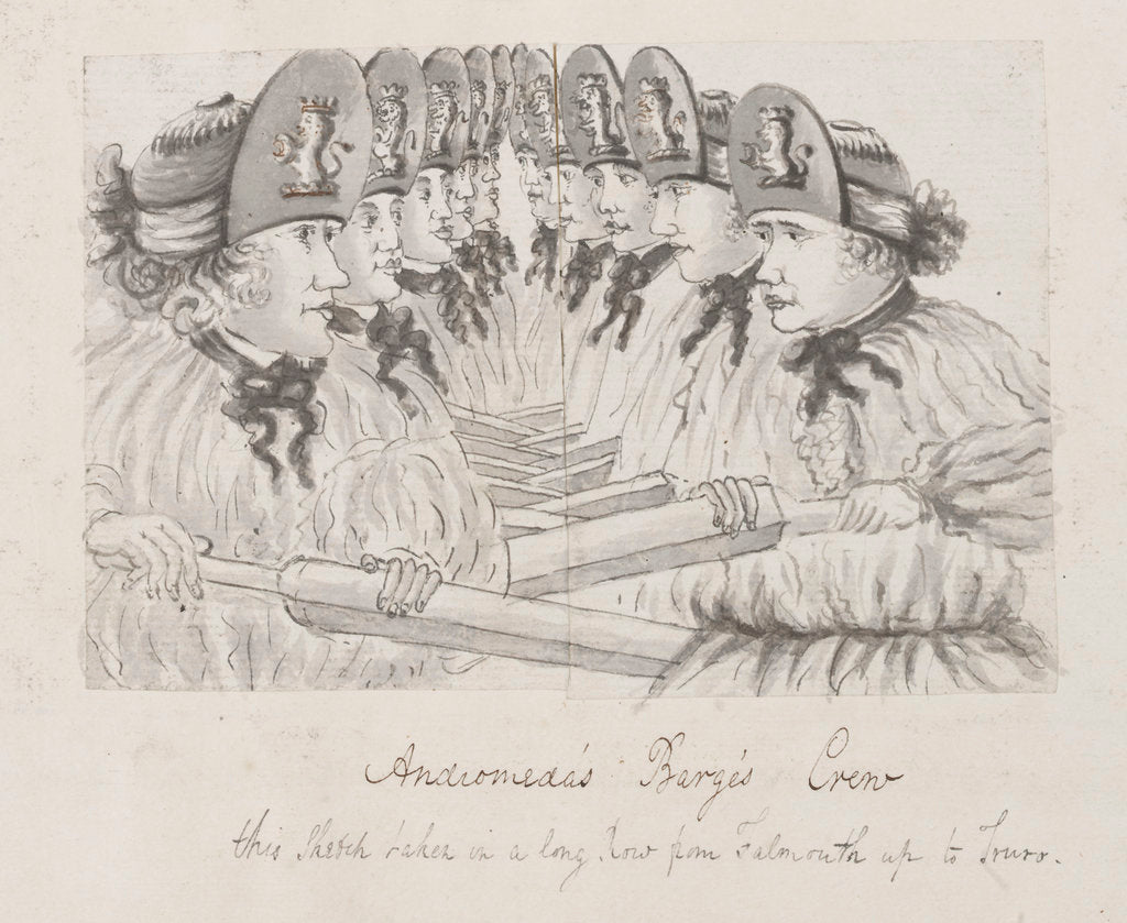 Detail of Sketch of 'Andromeda's' barge's crew by unknown