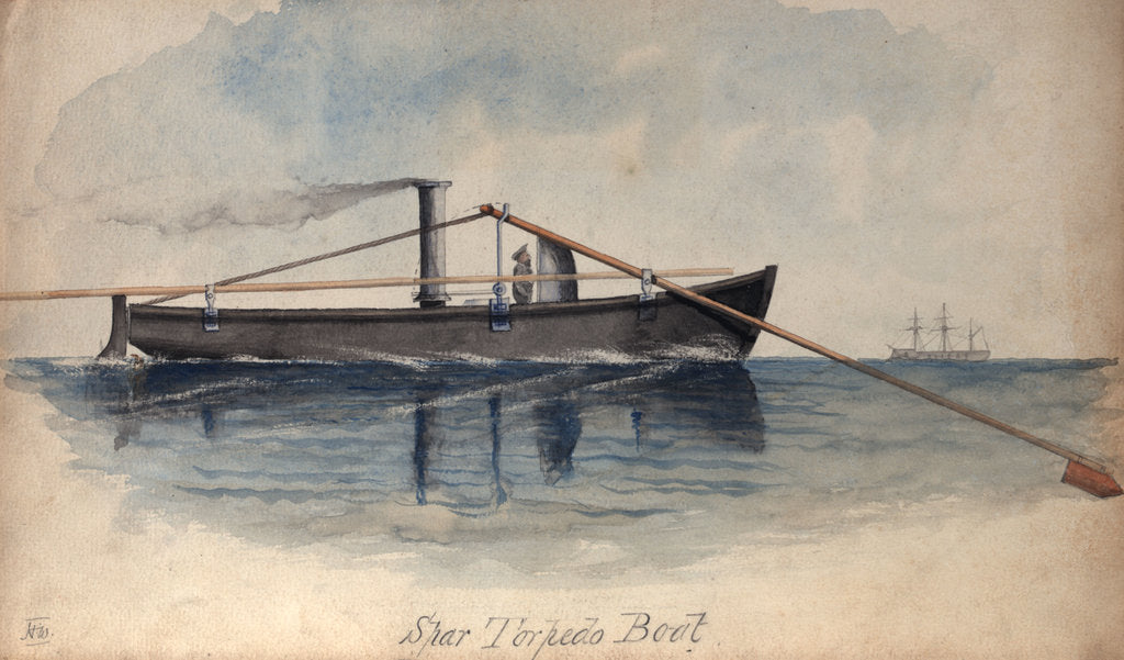 Detail of Spar torpedo boat in a calm sea by H. W.