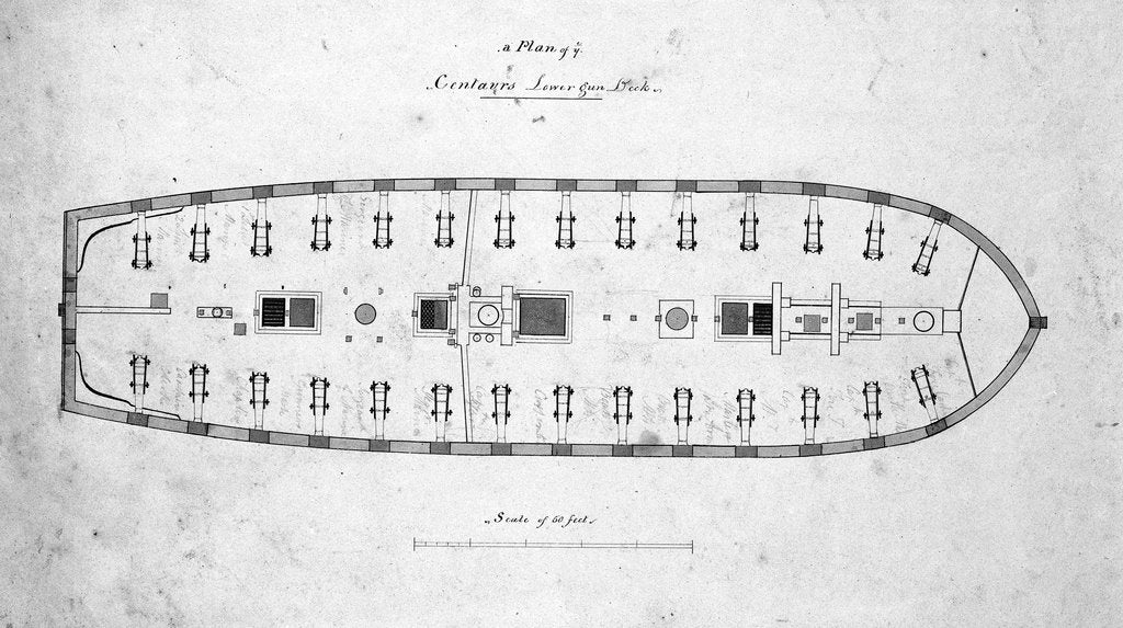 Detail of Plan of the lower deck of the 'Centaur' by unknown