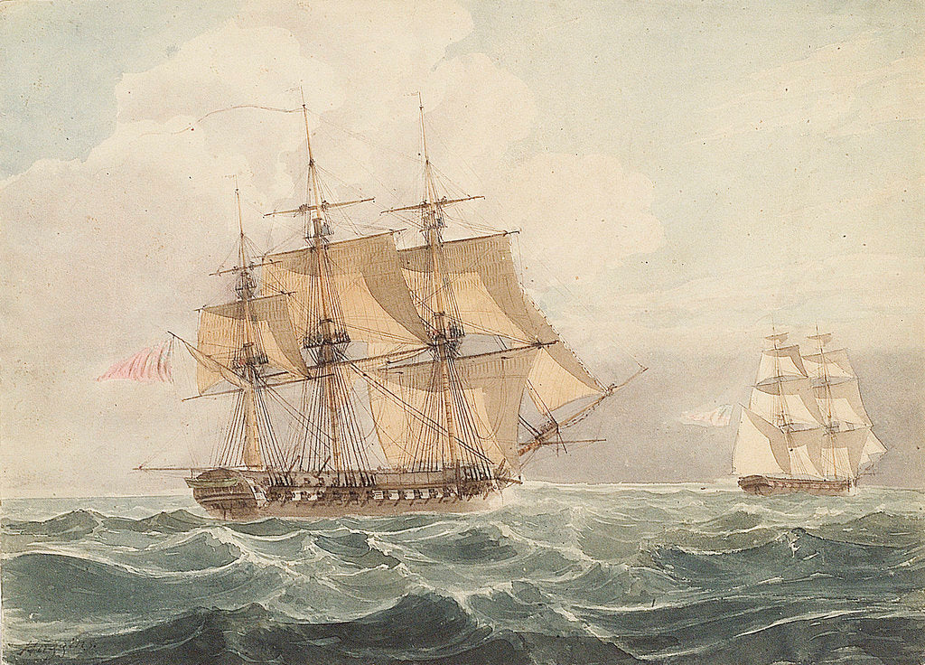 Detail of American brig chased by British frigate by William John Huggins