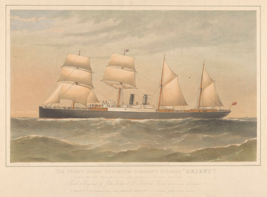 Detail of Lithograph of the 'Orient' (1879) steam ship by Thomas Goldsworth Dutton