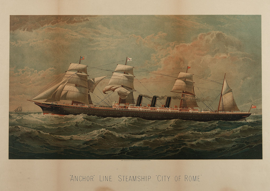 Detail of Anchor Line steamship 'City of Rome' by Henry Blacklock & Co (printers)