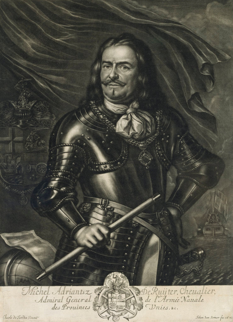 Detail of Michiel Adriaenszoon de Ruyter, 1607-1676, Lieutenant-Admiral-General of the United Provinces by Jan van Somer