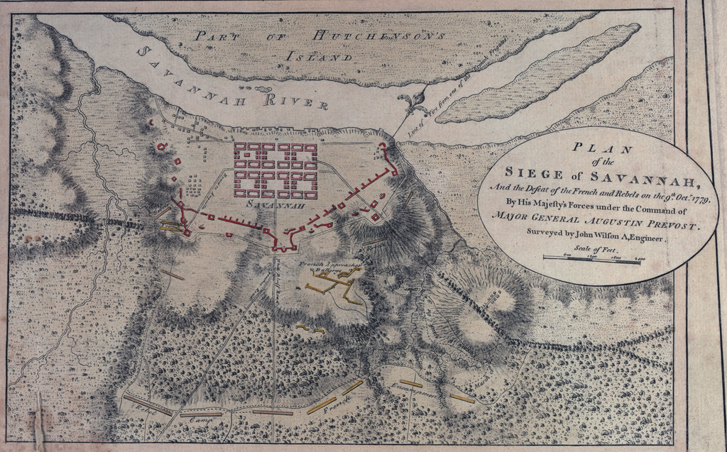 Detail of Plan of the siege of Savannah, 9 October 1779 by John Wilson
