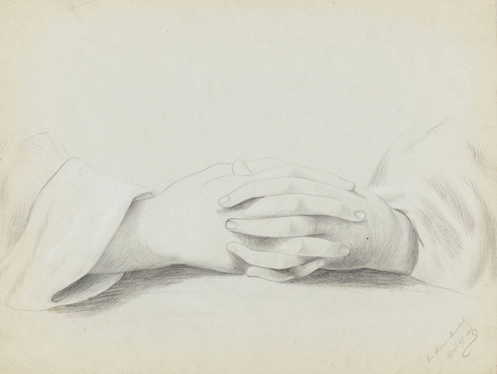 Detail of Study of folded hands by Margaret Louisa Herschel
