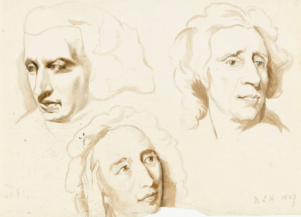 Detail of Three sketches of a woman's face by Margaret Louisa Herschel