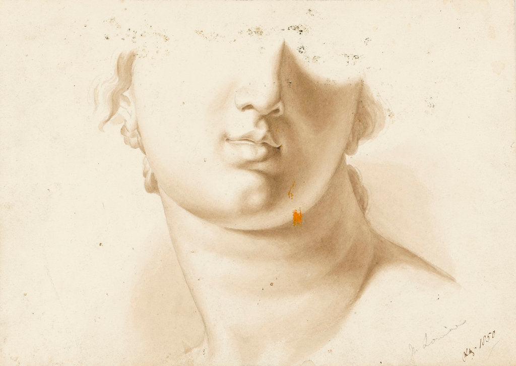 Detail of Study of the lower half of a human face, possibly a statue by Margaret Louisa Herschel