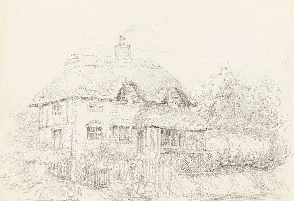 Detail of Sketch of Mary Ruddle's shop, with figures by unknown