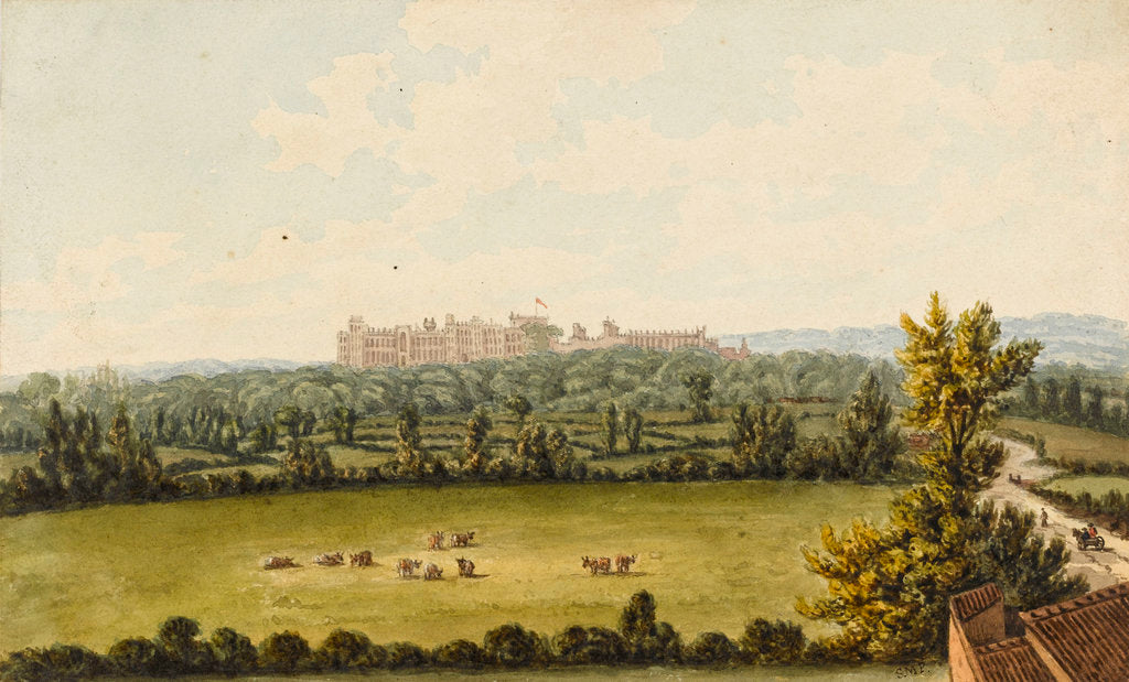Detail of View of Windsor Castle from Slough house by Sarah Matilda Parry