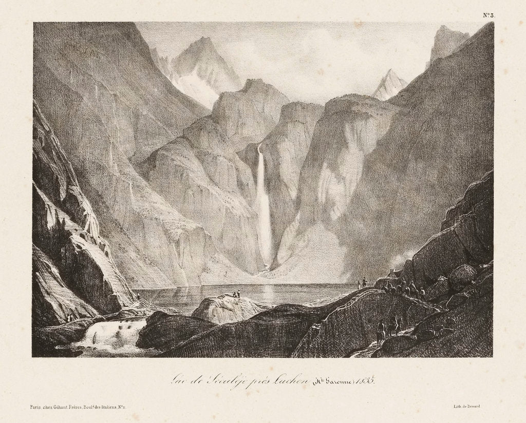 Detail of Lac de Seculejo pres Luchon. Hte Garonne 1835 by Bernard; Gihaut freres