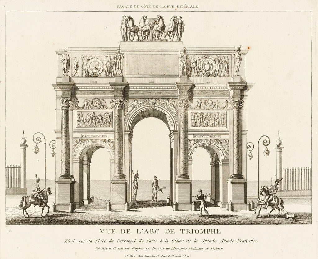 Detail of View of the Arc de Triomphe du Carrousel, Paris by Charles Francois Leonard Fontaine