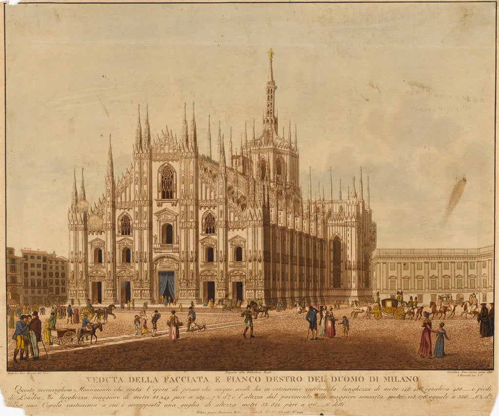Detail of View of the cathedral in Milan by Federico Lose