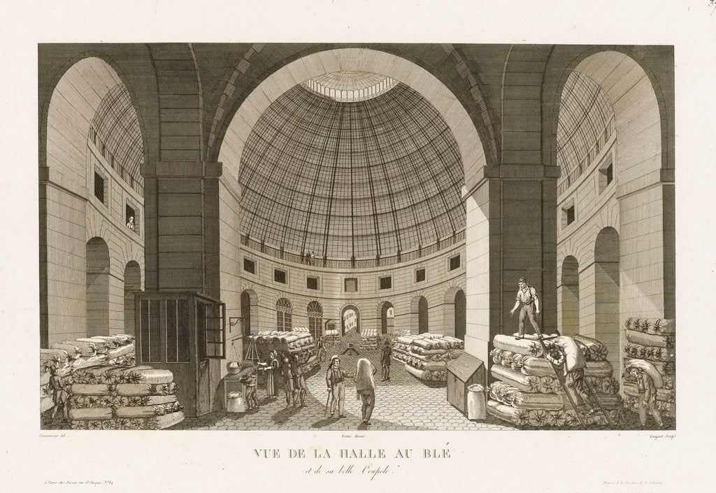 Detail of Vue de la Halle au Ble et de sa belle Coupole by Courvoisier