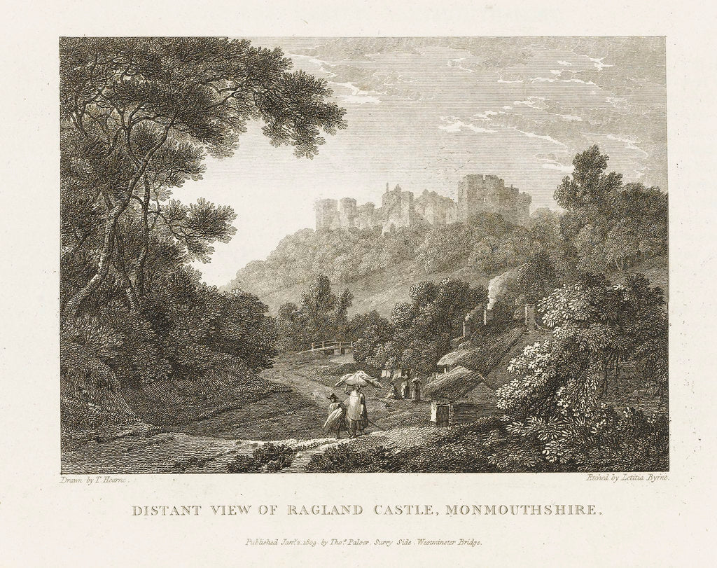 Detail of Distant View of Ragland Castle, Monmouthshire by Thomas Hearne